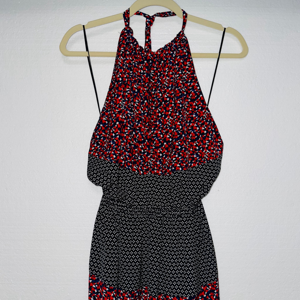 ROBERT RODRIGUEZ $395 Sz 8 Red Navy HALTER MIDI DRESS Floral High End WOMENS 8 - Picture 5 of 13